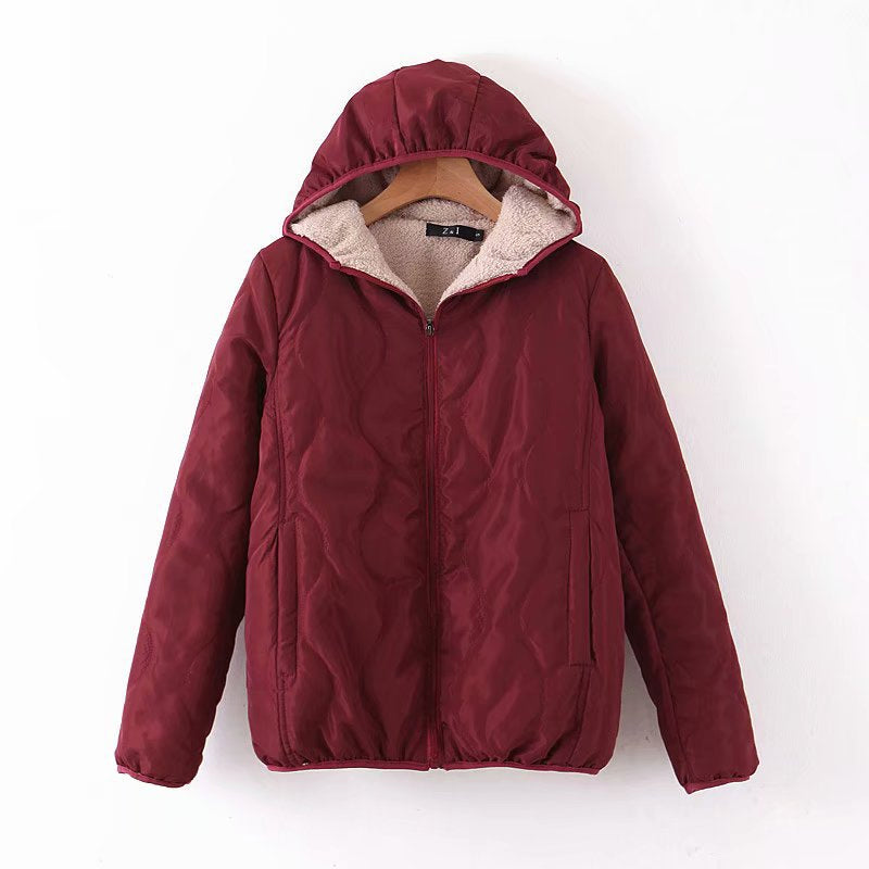 Lightweight Lamb Fleece Wavy Pattern Thermal Padded Coat