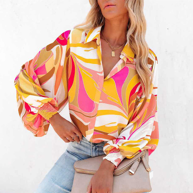 Puff Sleeves Lapel Shirt