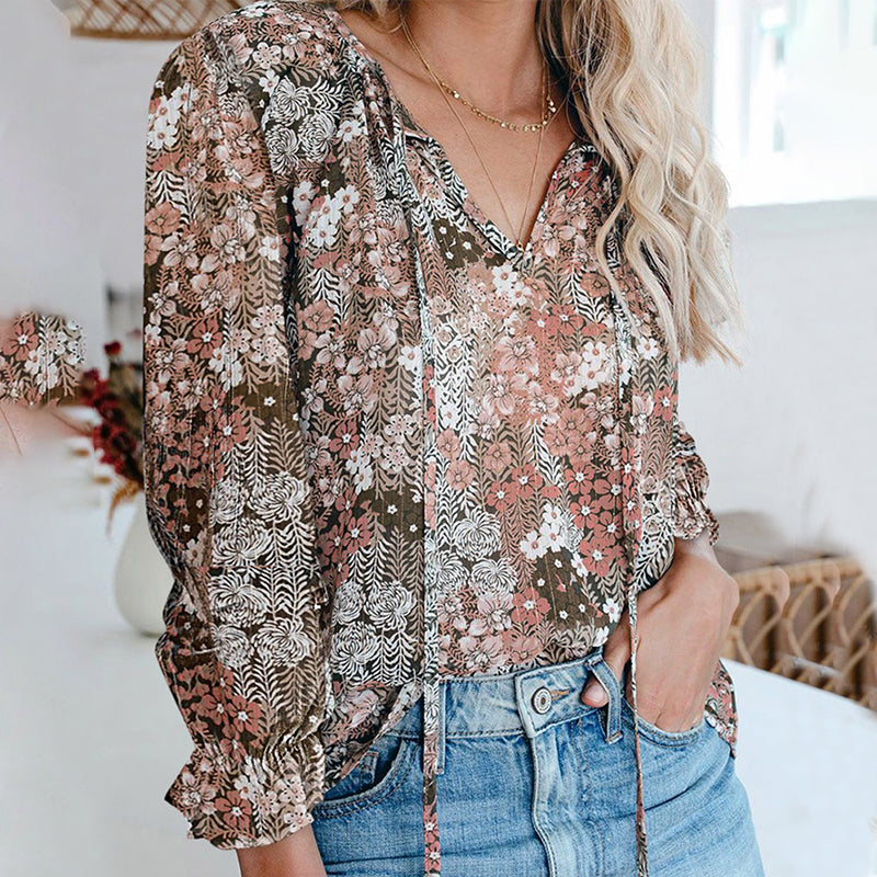 Bohemian Long Sleeve Chiffon Shirt