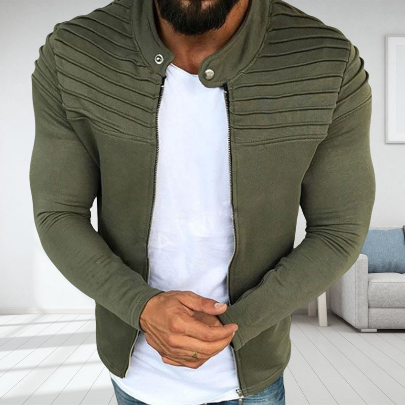 Stylish Single-colored Pleated Jacket