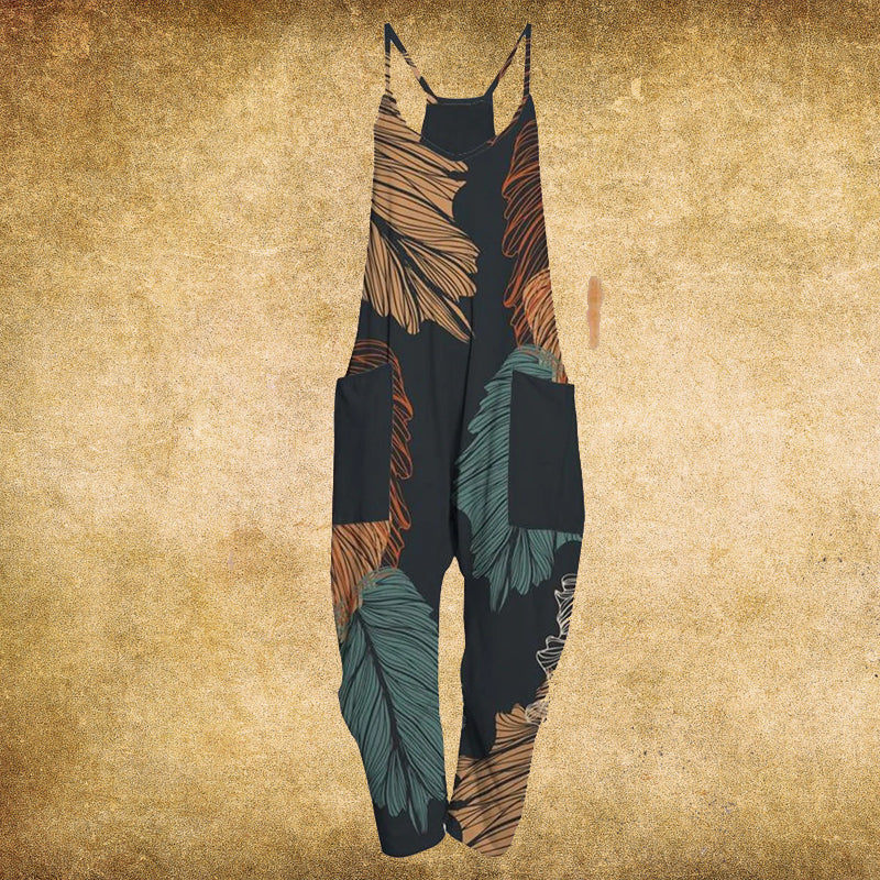 Casual Leaf Print Comfortable Jumpsuit