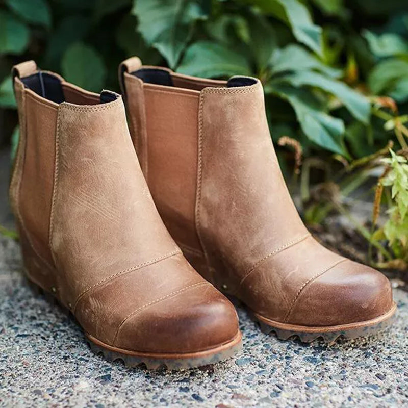 Thick-soled Elasticated Vintage Booties