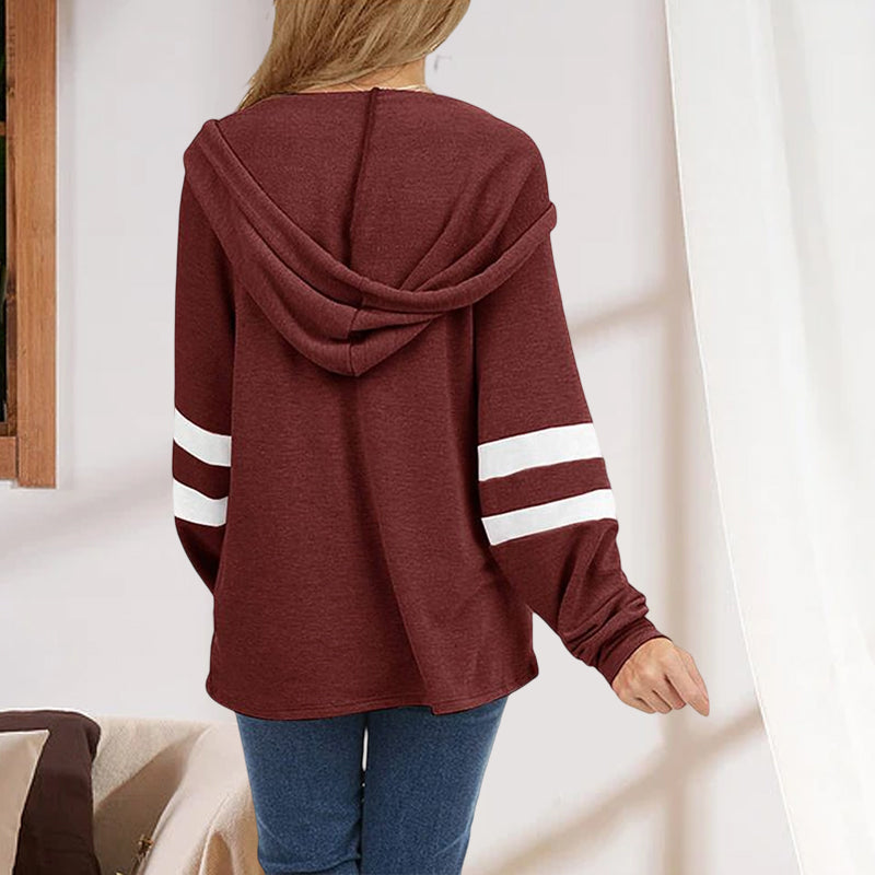 Hooded Drawstring Solid Sweatshirt