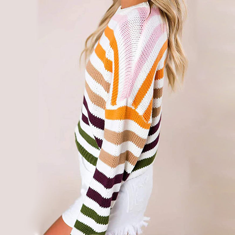 Striped Colorblock Pullover Sweater