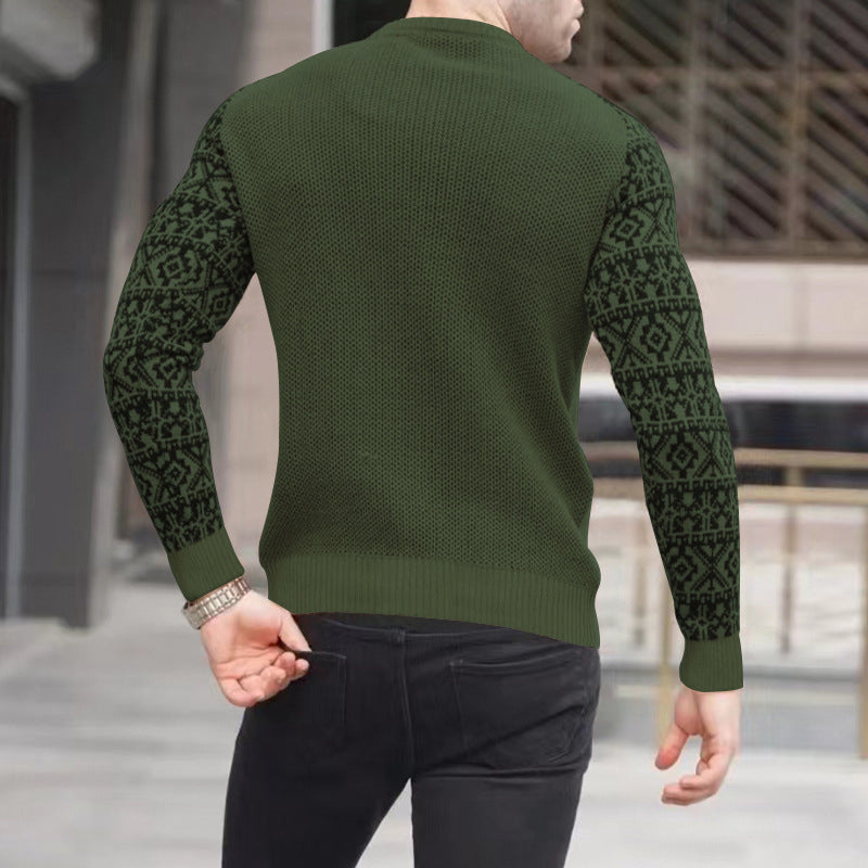 Men's Knitted Waffle Plaid Slimming Top