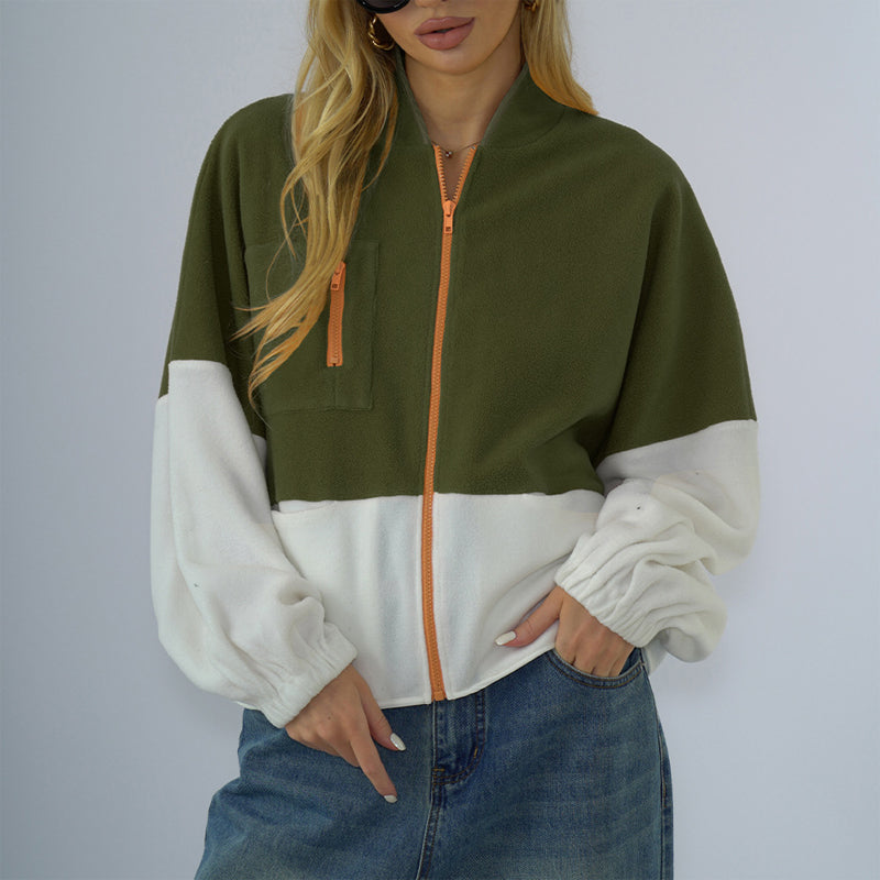 Multicolor Panel Fleece Jacket