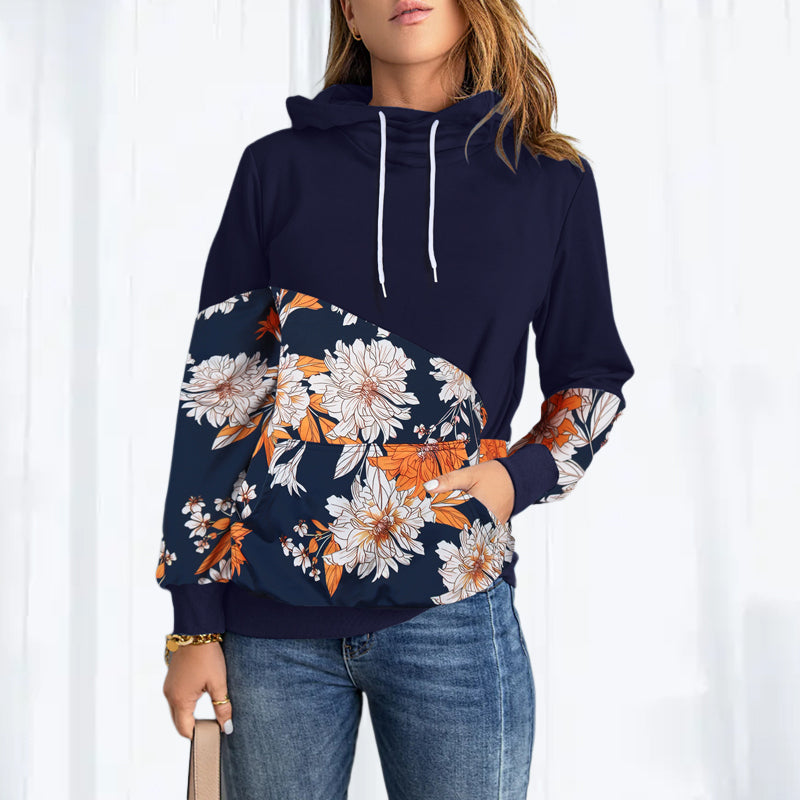 High Neck Fashion Hooded Long Sleeve Sweatshirt