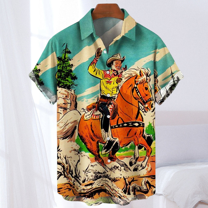 Men's Retro Print Shirt