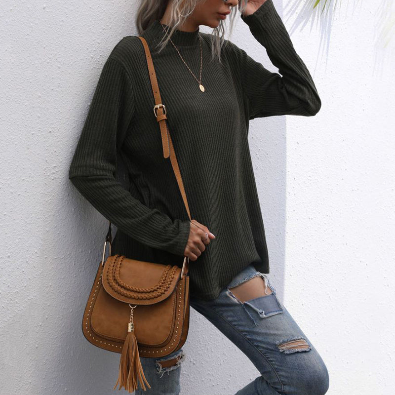 Women's autumn irregular stitching knitted sweater