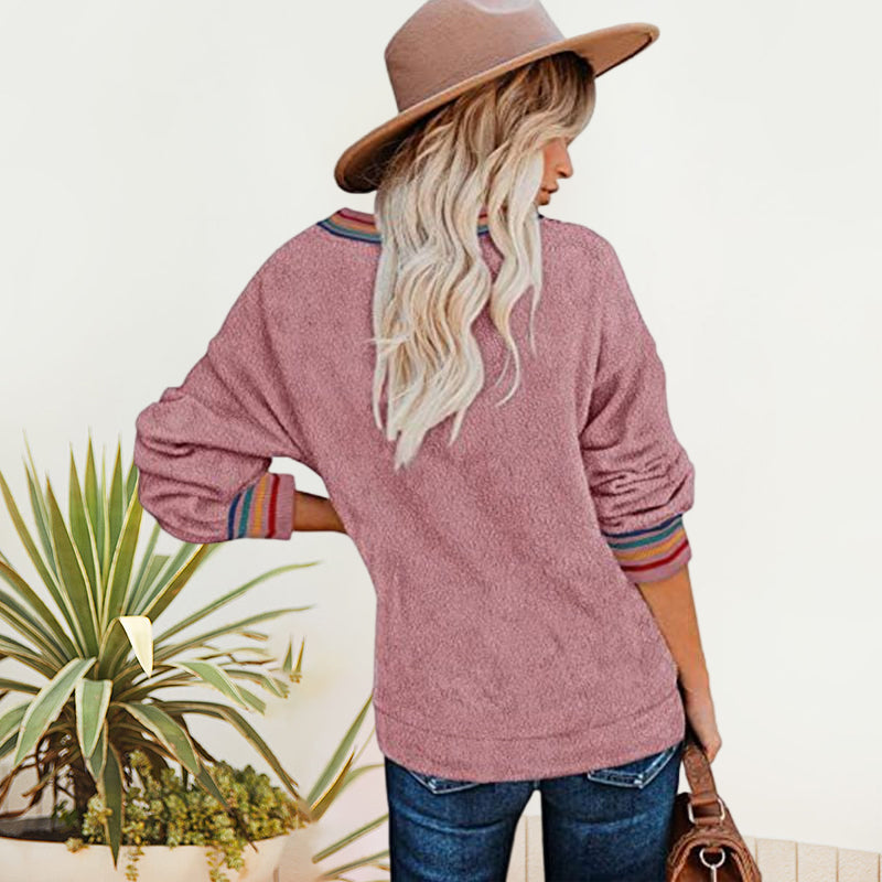 Women's Solid Color Round Neck Loose Sweatshirt