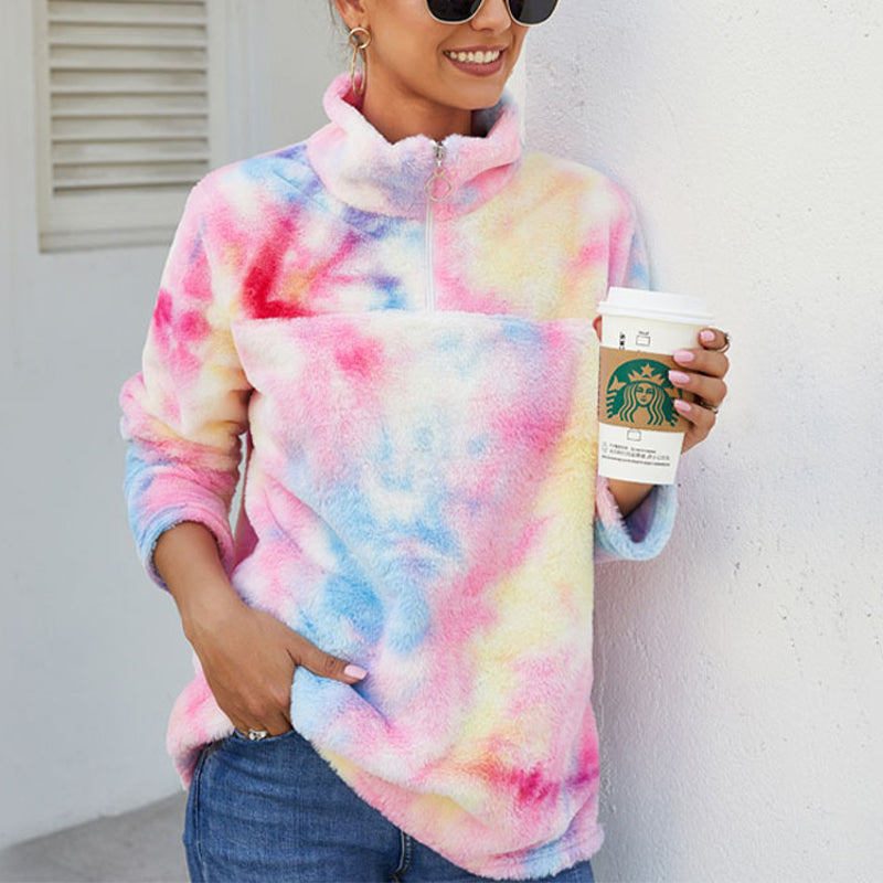 Rainbow Gradient Plush Jacket