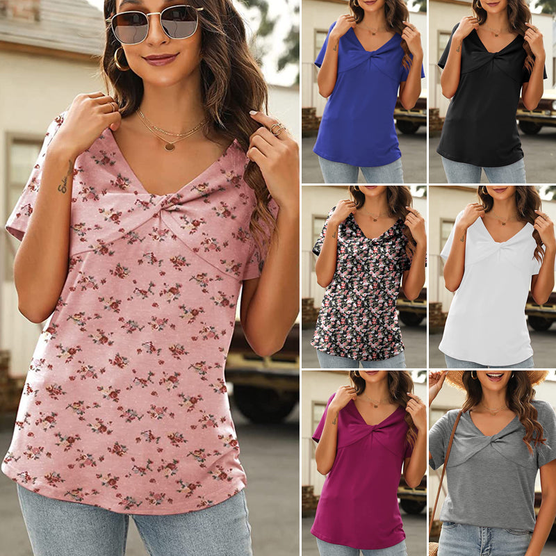 V Neck Cross Neck T-Shirt