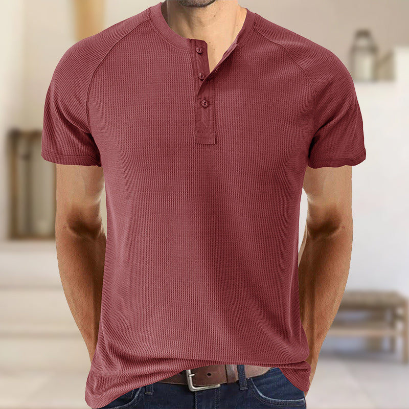 Plain Henley Short Sleeve T-Shirt