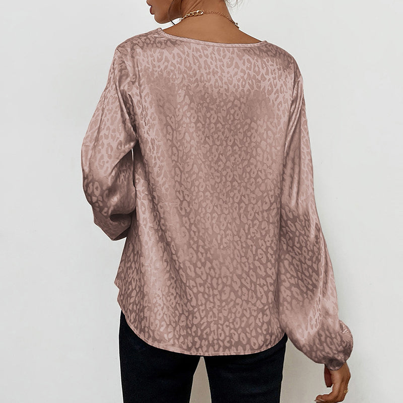 V-Neck Pullover Leopard Print Shirt