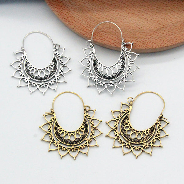 Bohemian Flower Hoop Earrings