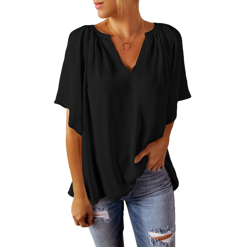 Chiffon V-neck Pullover Top