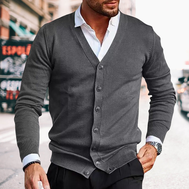 Solid Color V Neck Cardigan