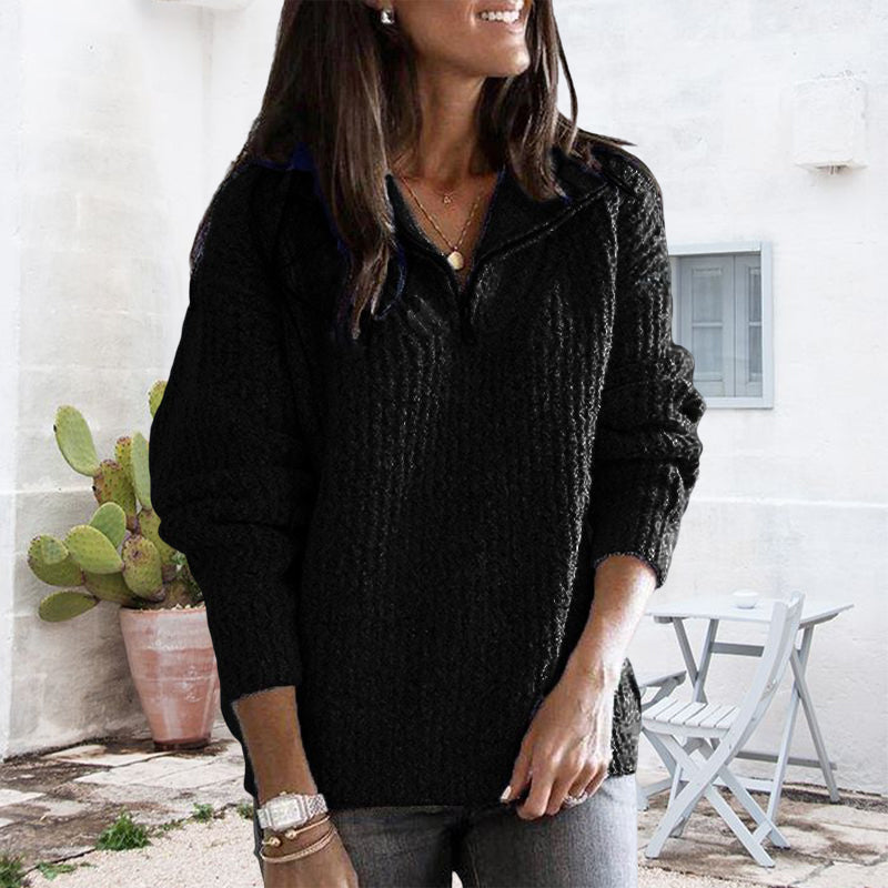 Zip-up Long-sleeve Sweater