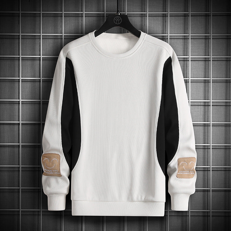 Thread Embroidery Colorblock Pullover Sweatshirt