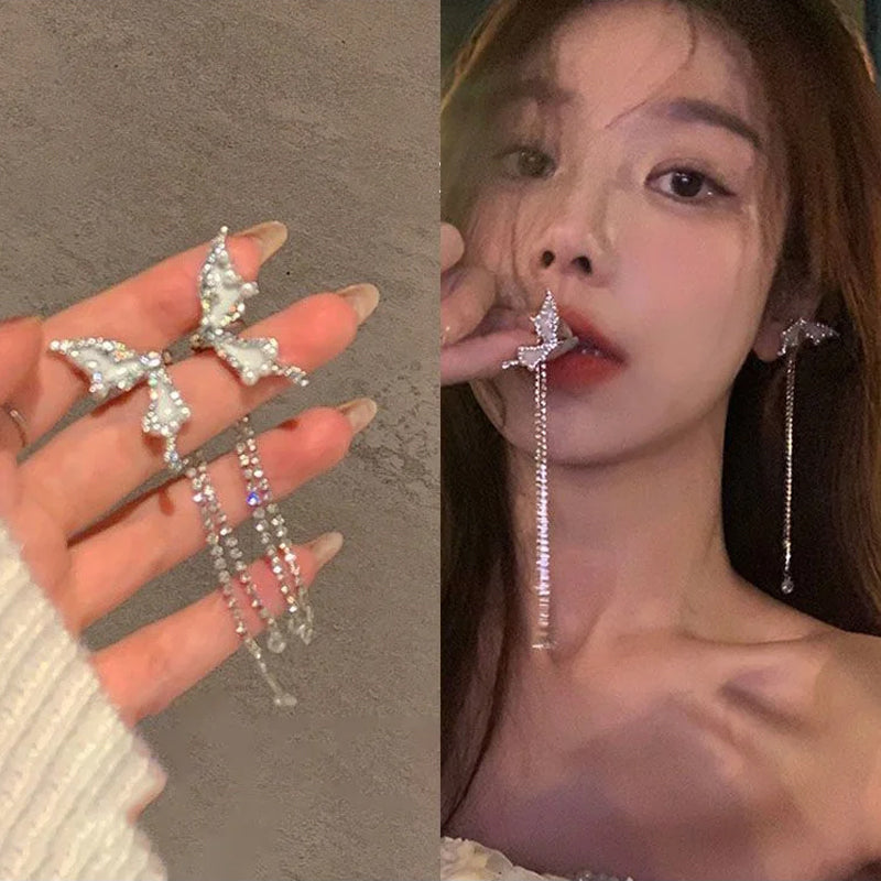Elf Butterfly Diamond Tassel Earrings