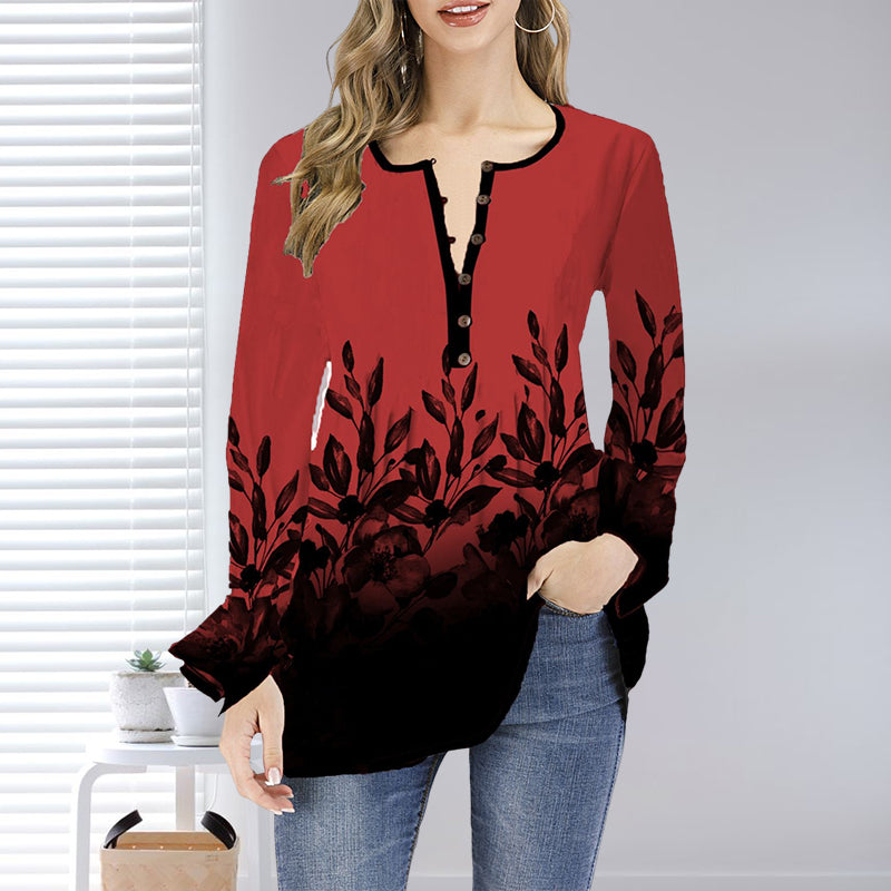 Open Collar Ruffle Sleeve Oversized T-Shirt