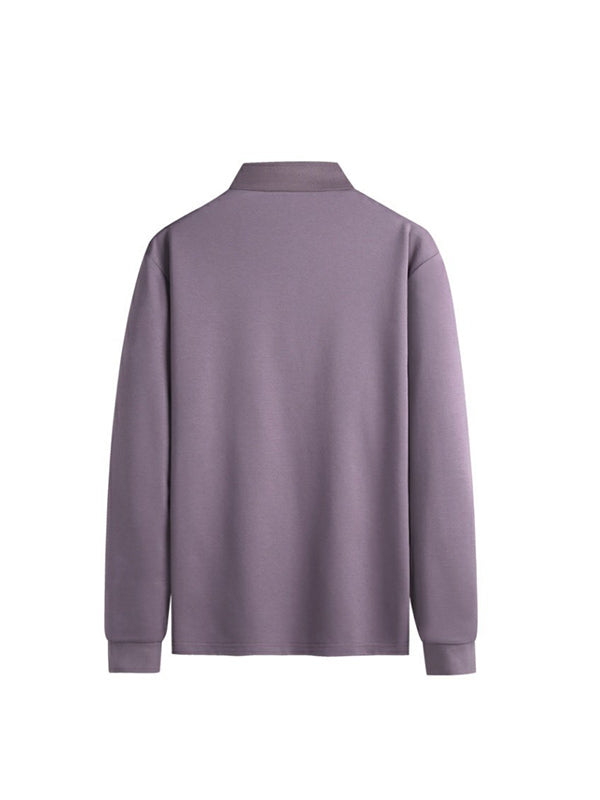 Men's Long Sleeve Business Comfort Lapel Polo Shirt