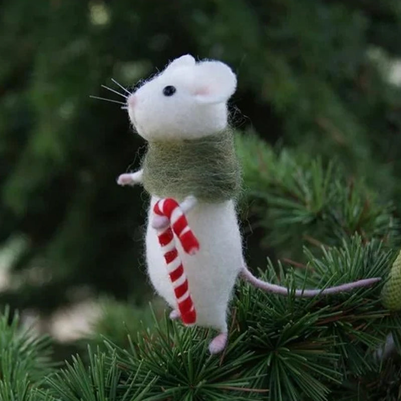 Felt Mouse and Pumpkin Ornament