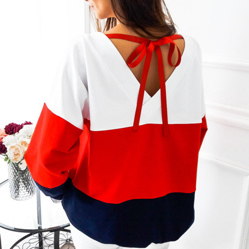 Contrast Panel Crew Neck Sweatshirt