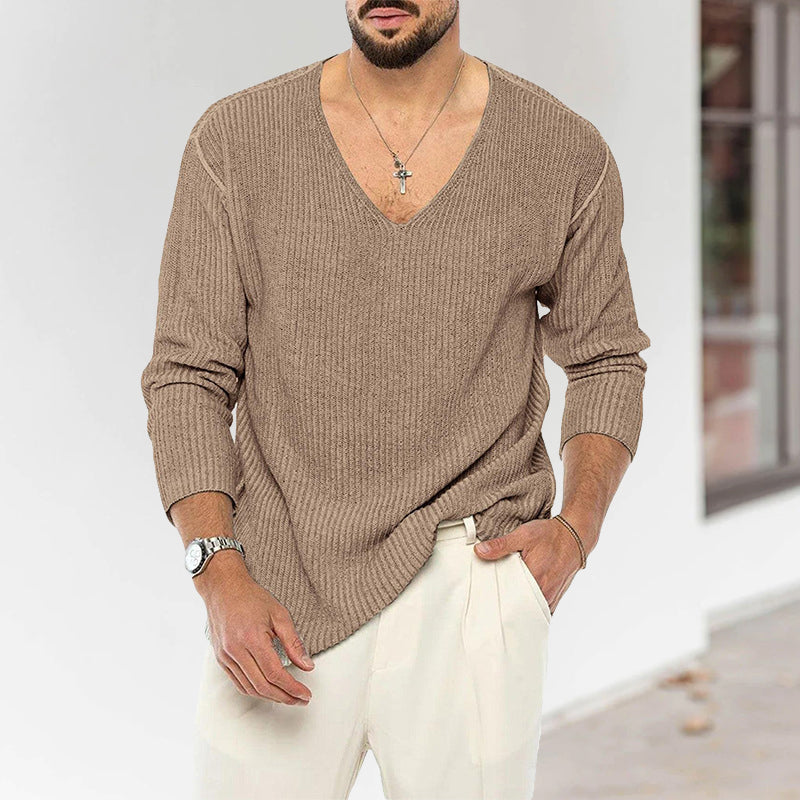 Men's V-neck Long-sleeve Sweater