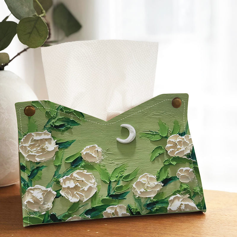 Tissue box with oil painting