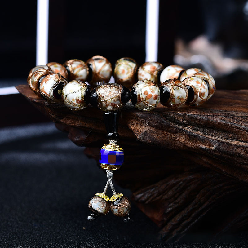 Incense Grey Glazed Beads Bracelet