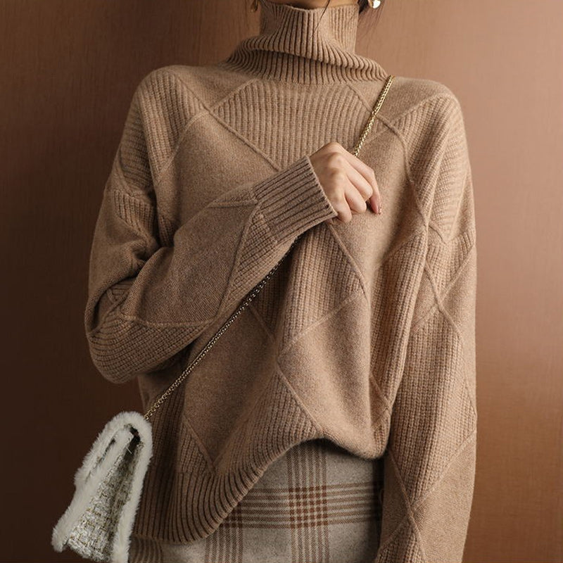 Turtleneck Cashmere Loose Cardigan