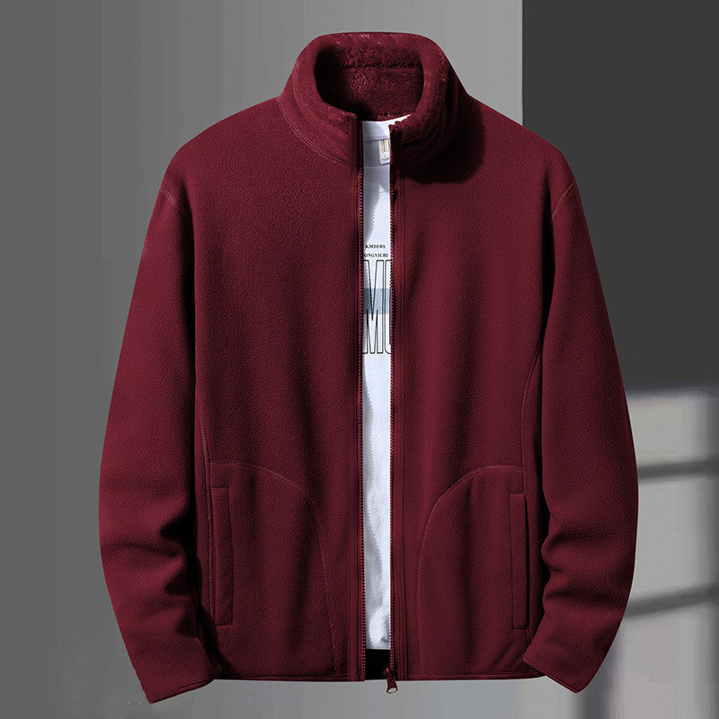 Fleece Stand Collar Reversible Sweatshirt