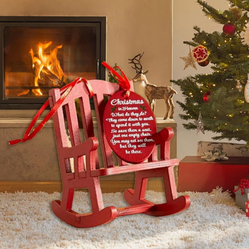 Christmas Wooden Craft Small Rocking Chair Ornament