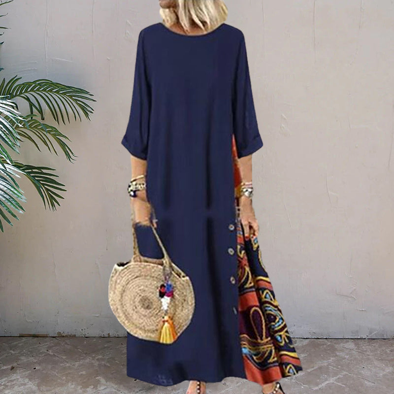 Contrast 3/4 Sleeve Dress