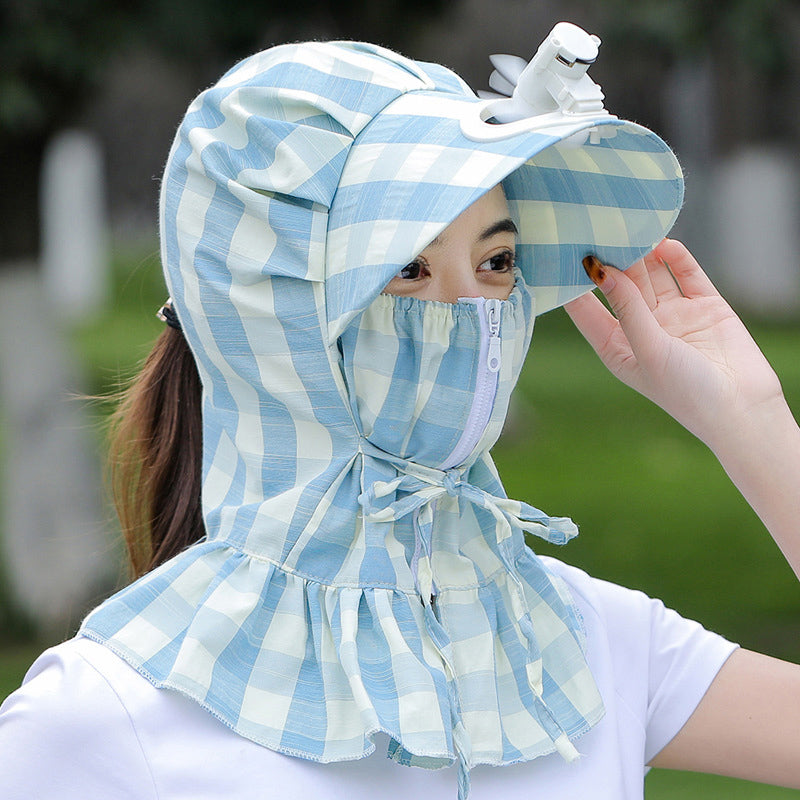 Sunshade Long Brim Sun Hat with Fan
