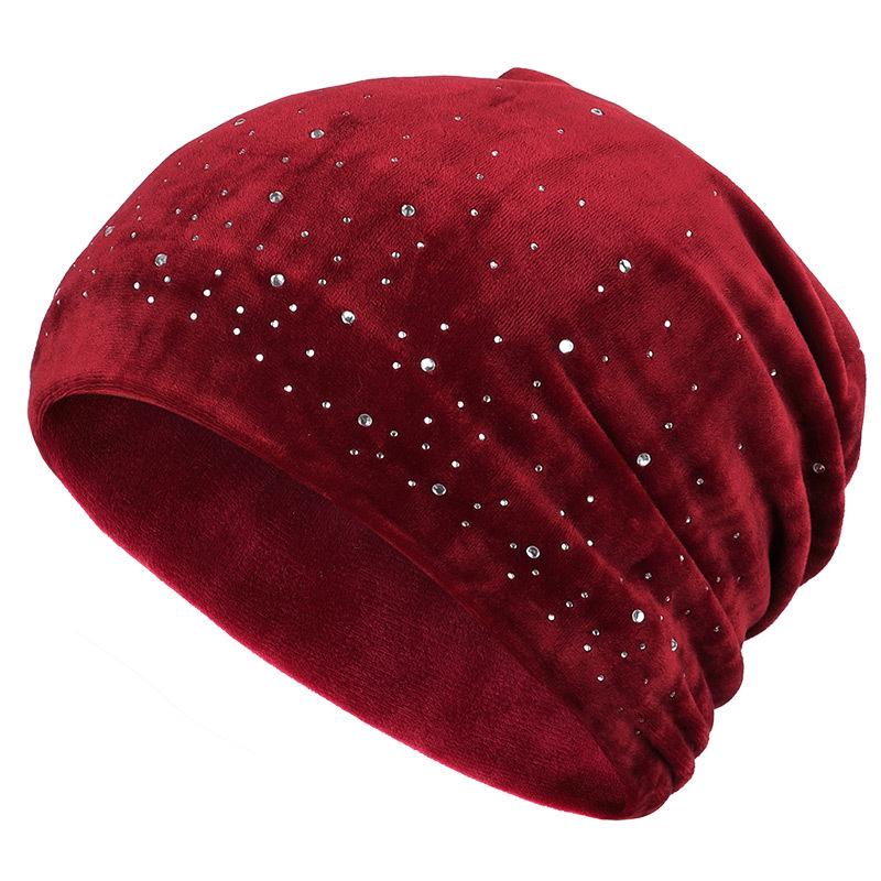Soft winter slouchy beanie with rhinestones