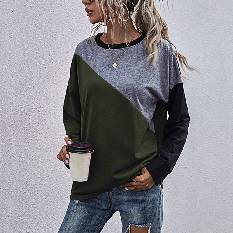 Paneled Crewneck Contrast Sweatshirt