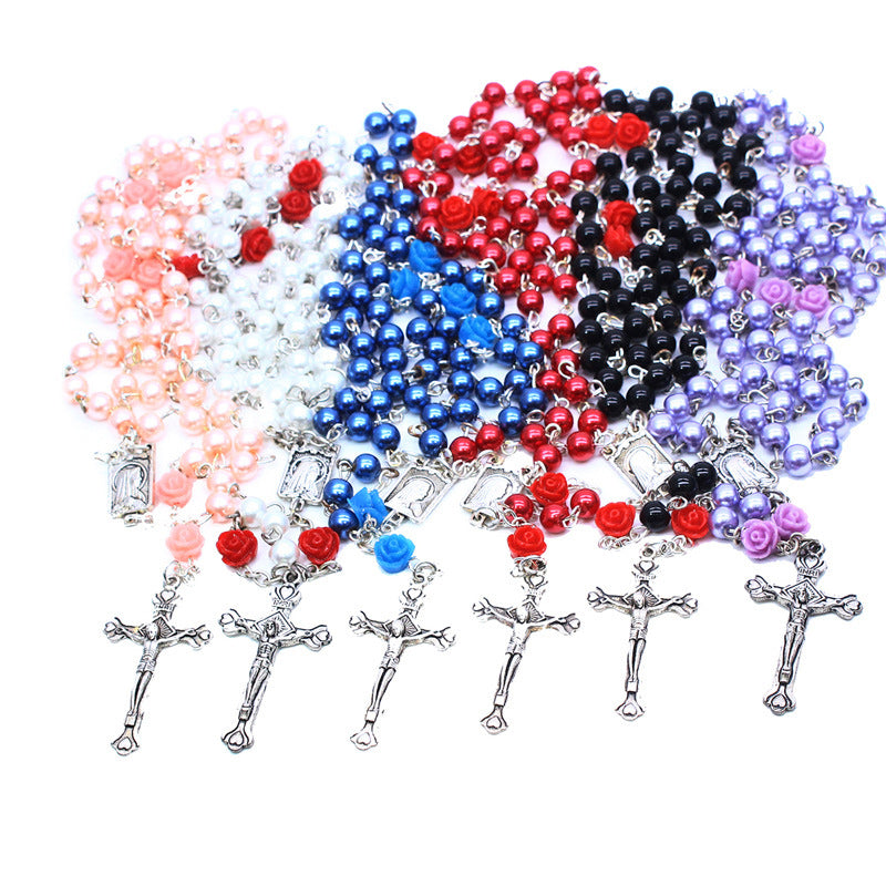 Cross Rosary Crucifix Necklace