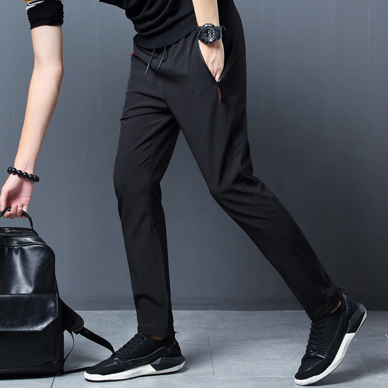 Men's quick-dry ice silk zippered pants