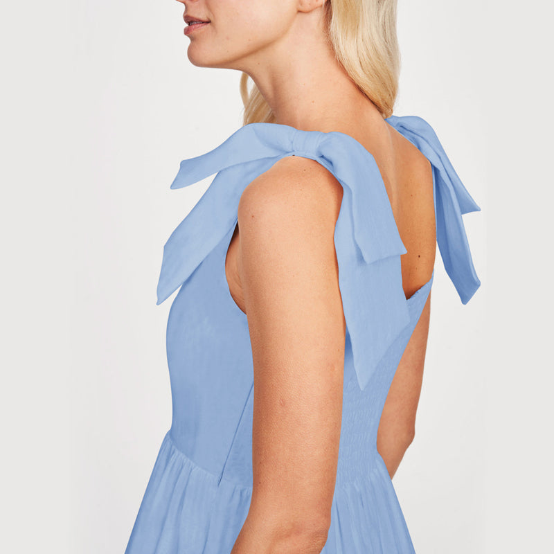 Plain Lace-Up Ruffle Dress