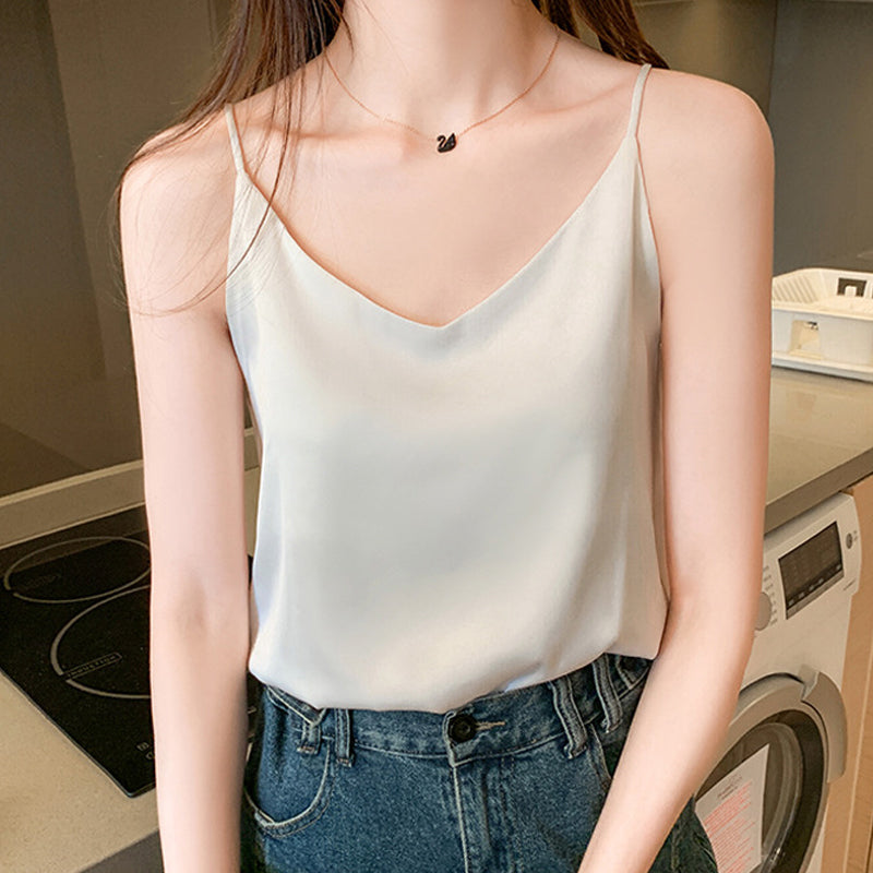Ladies Sexy Elegant Fashionable Flowing Silk Vest