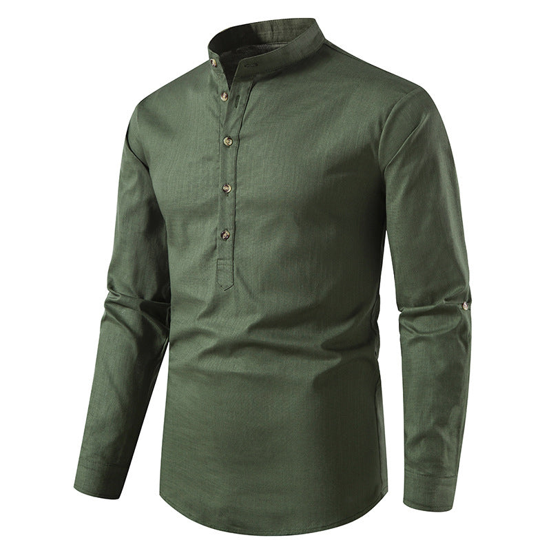 Linen Long Sleeve Cotton Slim Fit Shirt