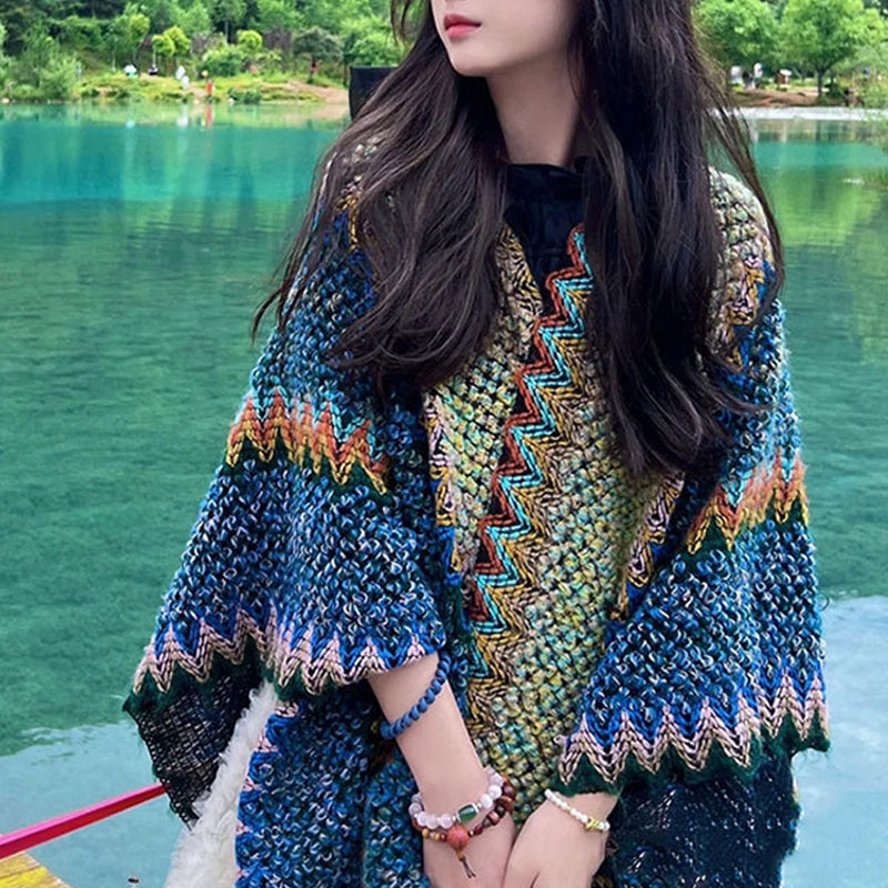 Ethnic Style Knitted Shawl