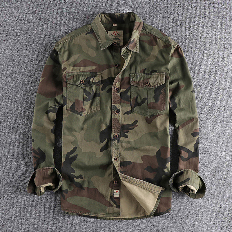 Men's Long Sleeve Camouflage Print Work Shirt