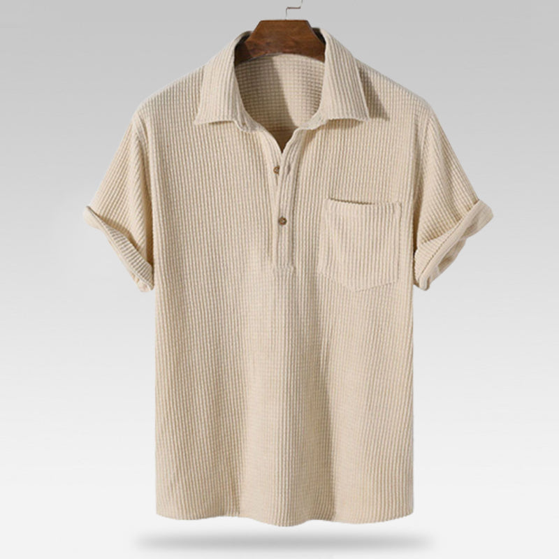 Men's Solid Color Waffle Casual Loose T-Shirt