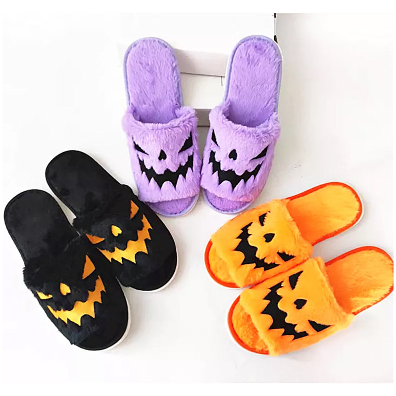Halloween Pumpkin Lantern Plush Slippers