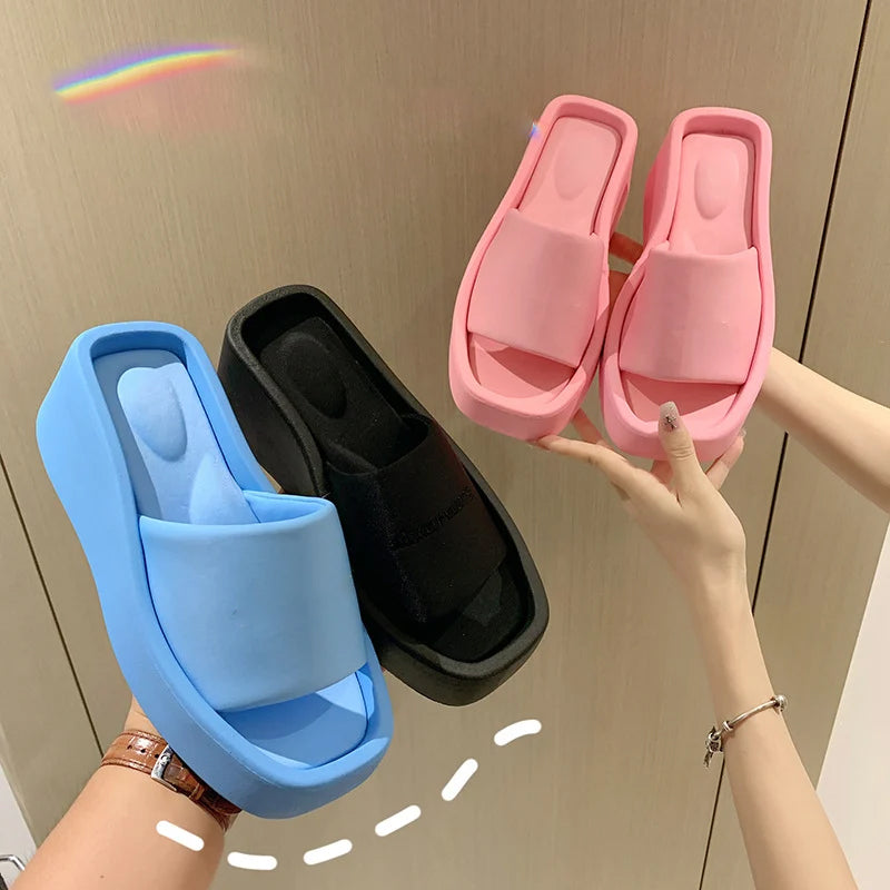 Square toe luxury PU sandals
