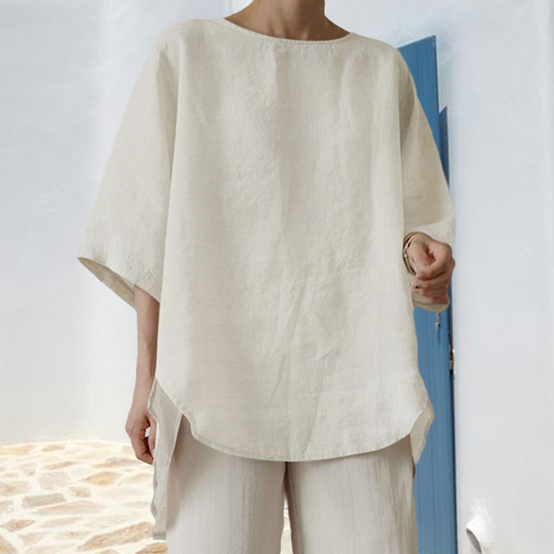 Women's Cotton Linen Solid Color Casual Top