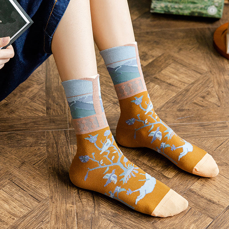 Oil Painting Style Abstract Style Socks